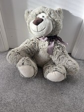Giant Grey Teddy Bear with Bow
